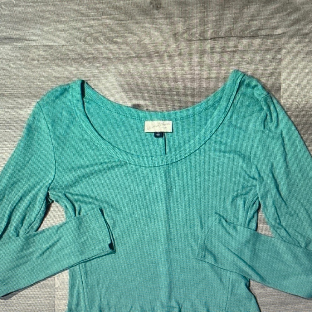 Universal Thread Teal Scoop Neck Long Sleeve Top